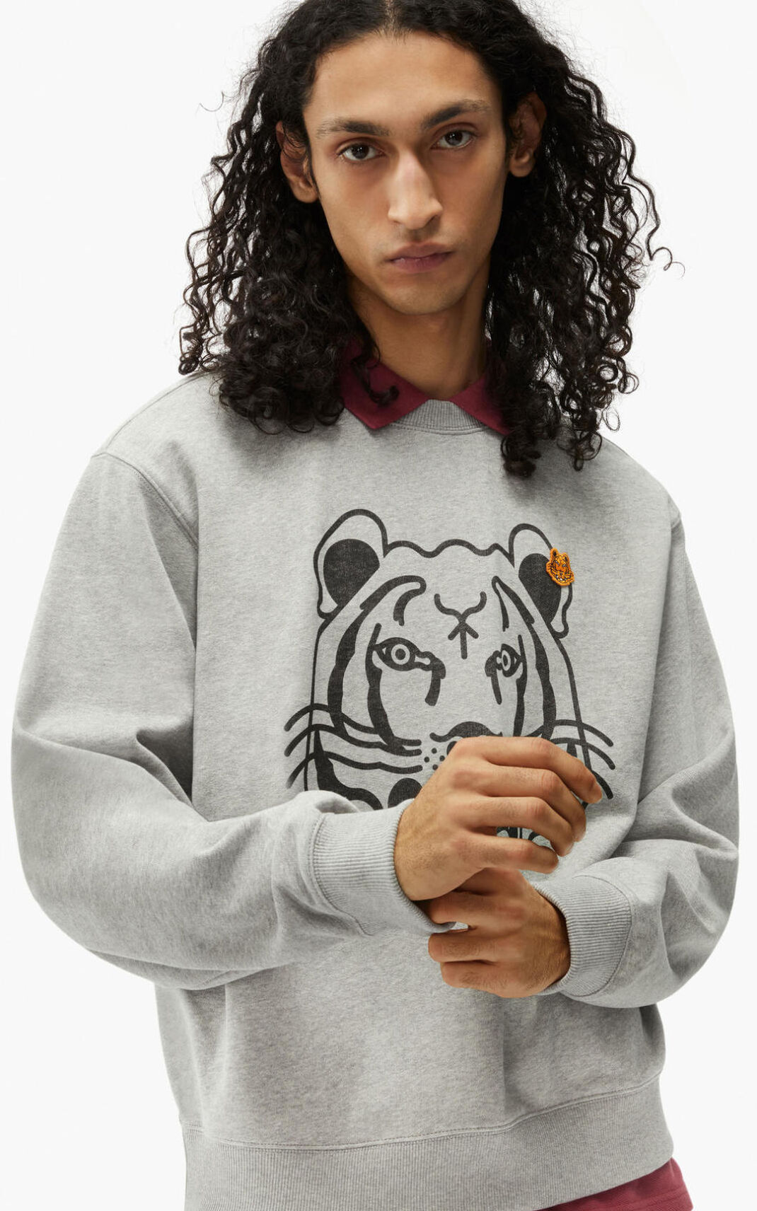 Sweatshirt Kenzo K Tiger Masculino - Cinzentas | 457ROATZI